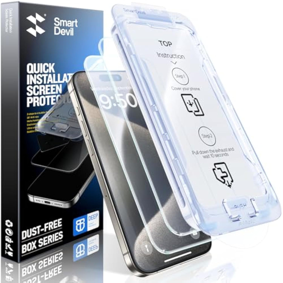 2 Pack Screen Protector For Iphone 15 Pro Max (6.9 Inch) Tempered Glass, Hd Clear Film, Easy Installation, Dust-Free & Bubble-Free