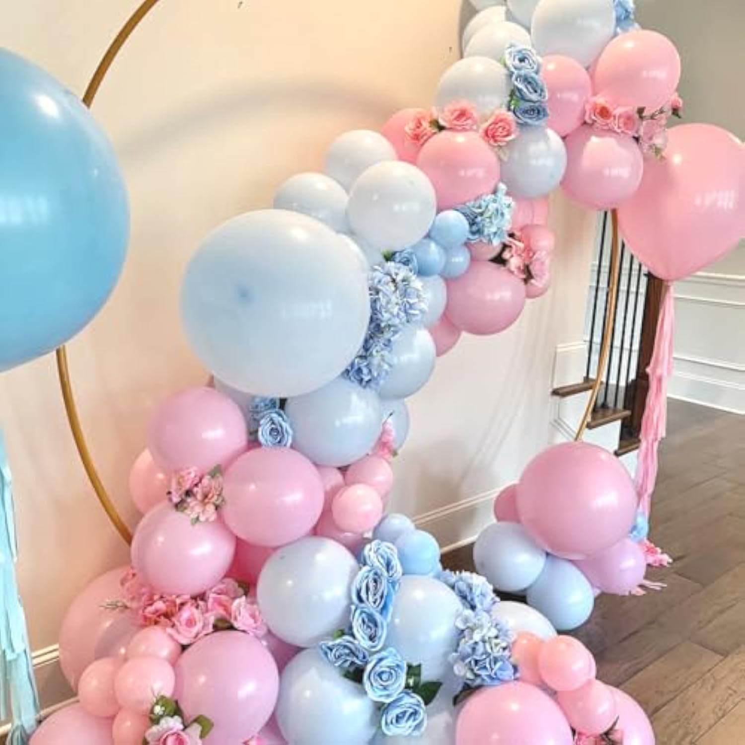 50pcs Pink Blue White Balloons – Gender Reveal & Baby Shower Party Decoration Kit