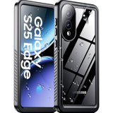 For Samsung Galaxy S25 Edge Case Waterproof, Built-In Lens & Screen Protector Military Grade Shockproof Dropproof Ip68 Underwater Full Body Phone Case For Galaxy S25 Edge 6.7"-Black