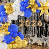 2026 New Year Balloon Arch Kit with Blue, Gold, White, and Confetti Balloons