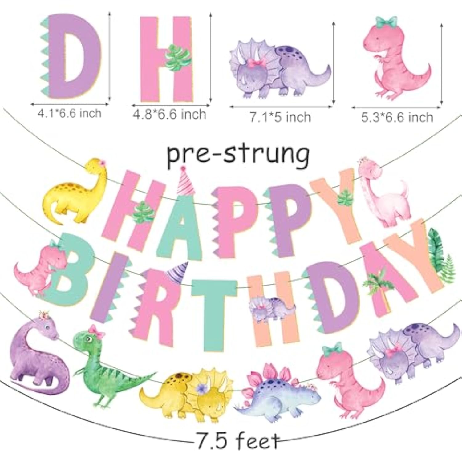Dinosaur Birthday Party Banners 3Pcs Pastel Dinosaur Birthday Decorations For Girls Dino Theme Party Decorations Baby Shower Supplies