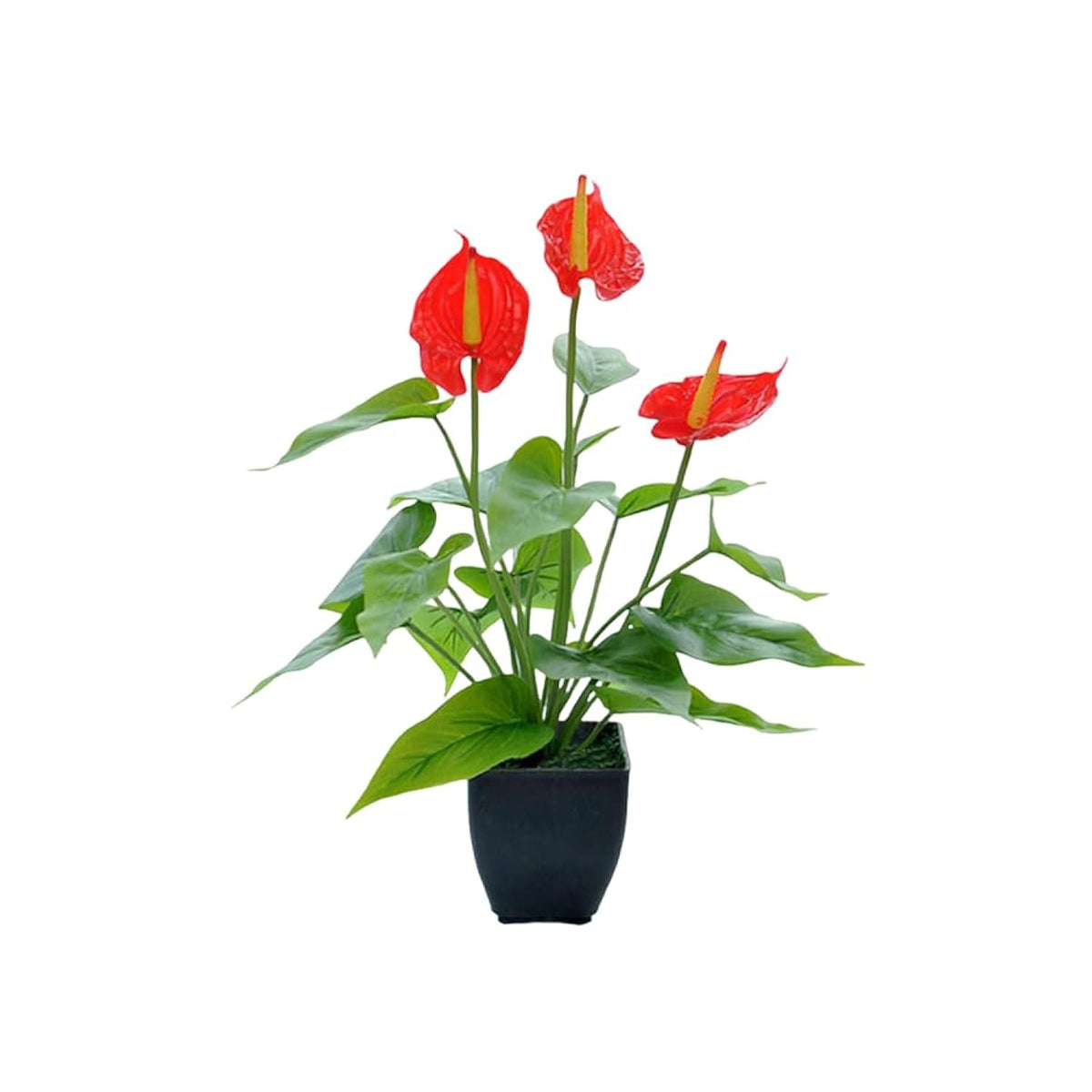 16.1'' Artificial Potted Flowers Anthurium Artificial Plant Bonsai Fake Tropical Greenery Plant,For Indoor Outside Home Garden Office Deck Porch Wedding Decorations,Red