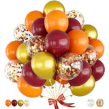 50pcs Fall Balloons 12 Inch Burgundy Orange Gold Confetti Balloons for Thanksgiving Party