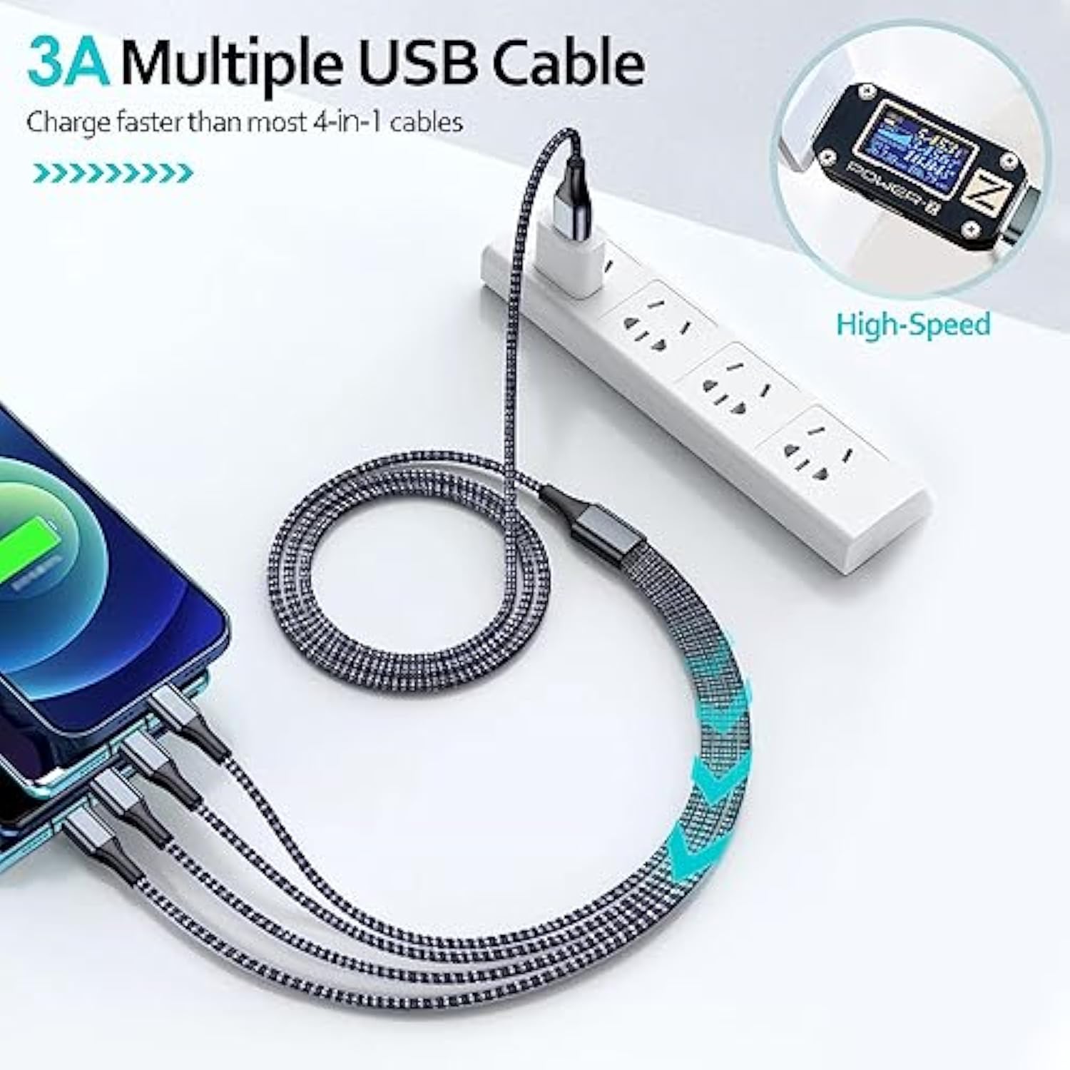 Multi Charging Cable 6Ft 2Pack Multi Charger Cable 4 In 1 Universal Multiple U