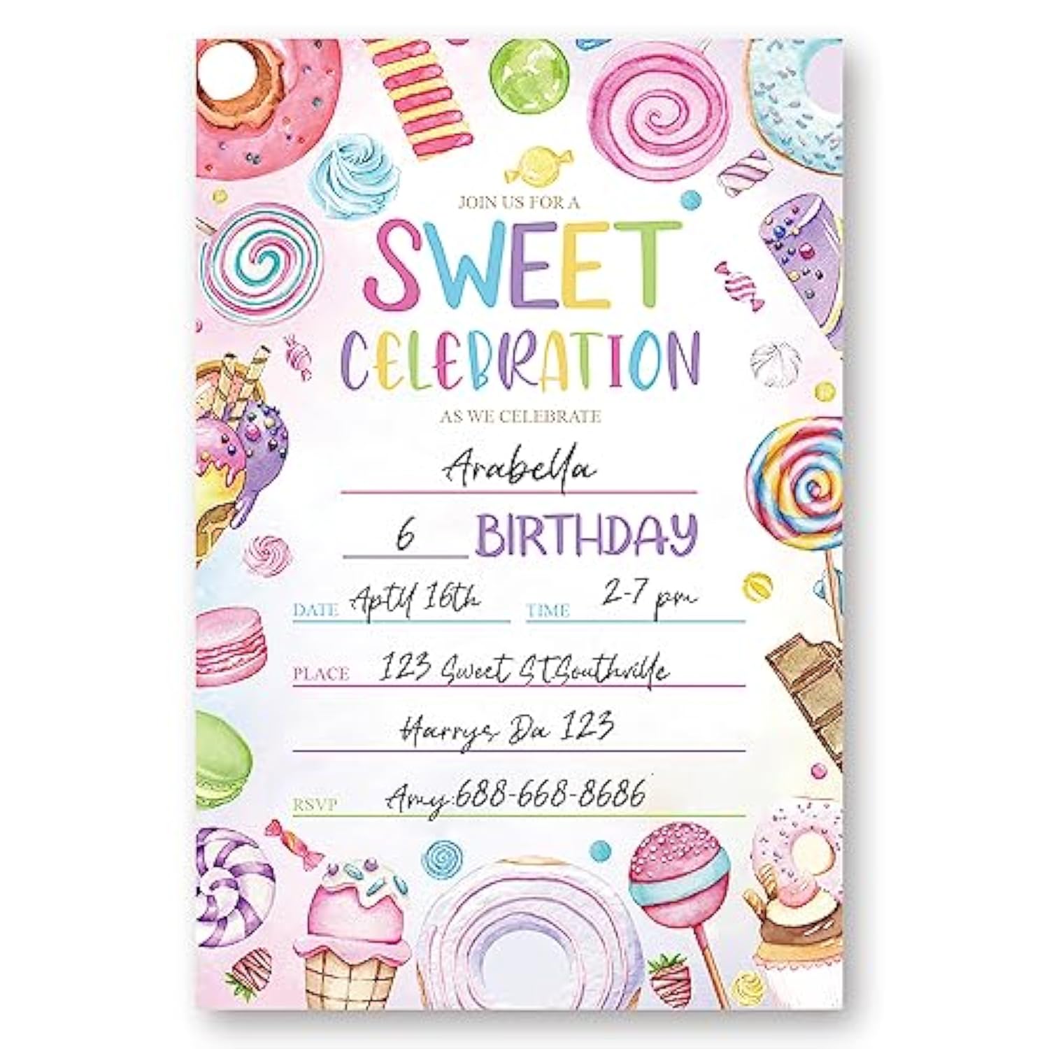 Candyland Birthday Party Invitations Card For Kids, Sweet Candy Party, Candyland Birthday Invitation. (079)