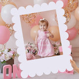 32x24 Inch Large White Scalloped DIY Photo Booth Frame for Parties