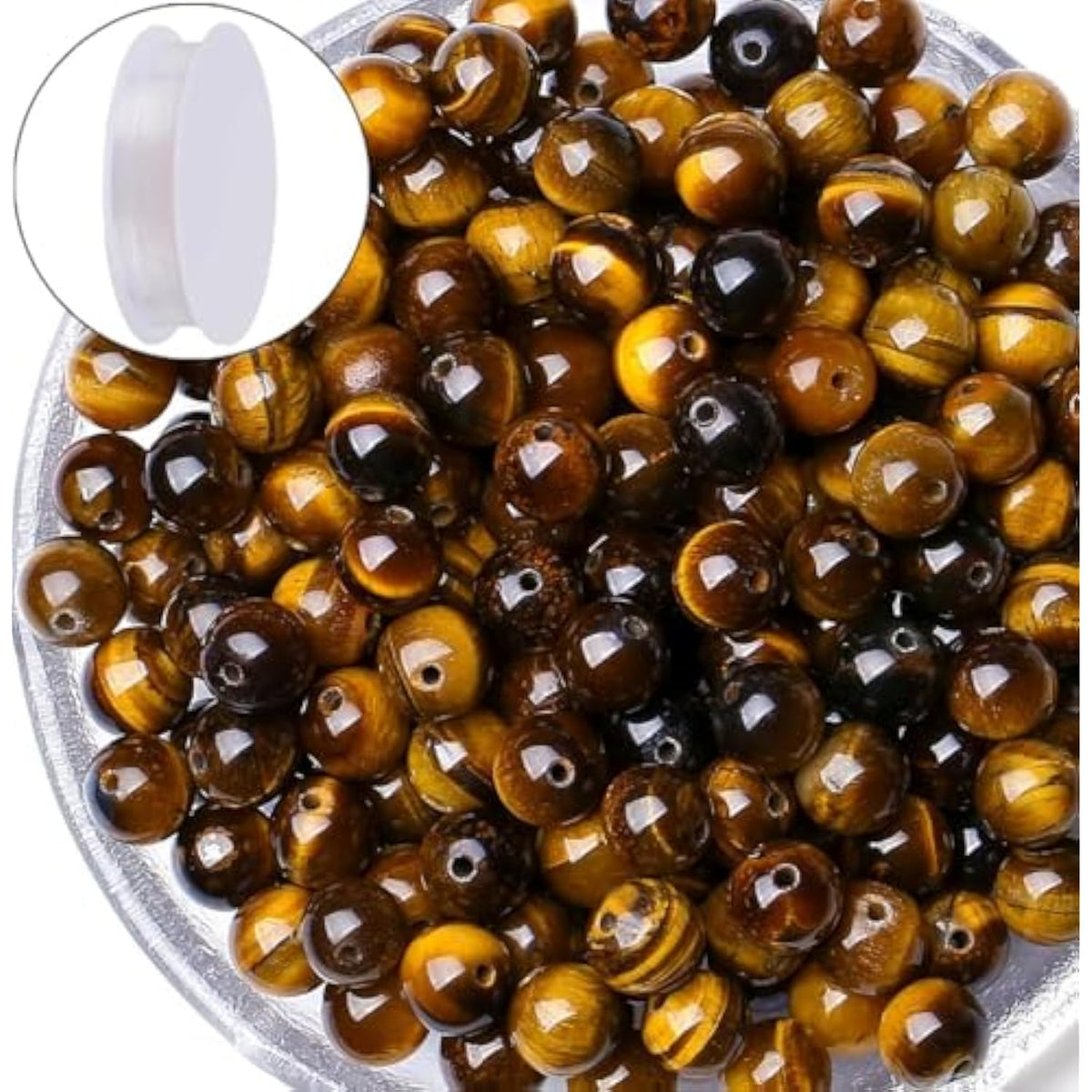 100PCS 8mm Yellow Tiger Eye Beads for DIY Bracelets, Necklaces & Jewelry Making