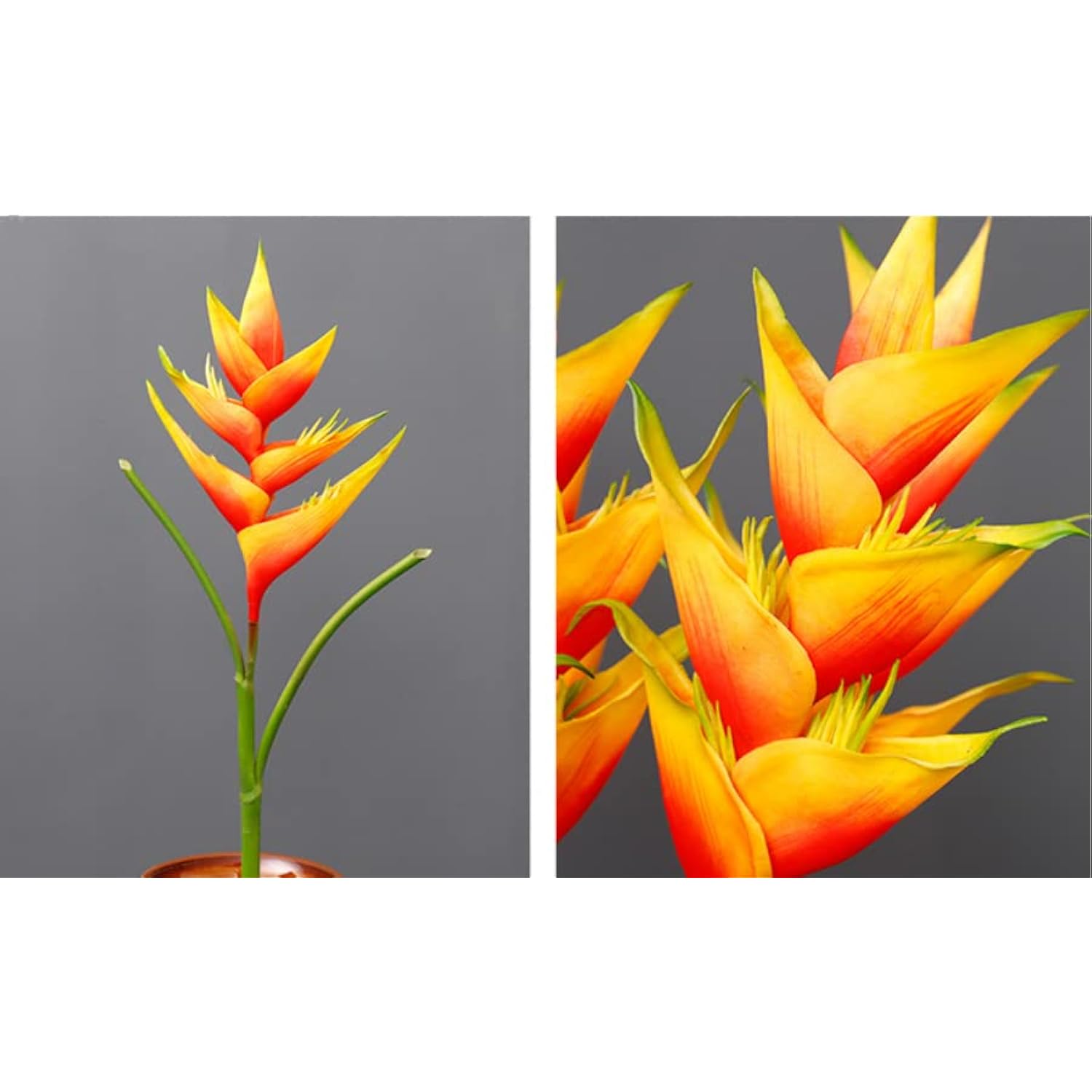 34 In/86Cm Large Bird Of Paradise Heliconia Stem Artificial Flowers,1 Stem 7 Petals Fake Flowers Permanent Flower,Greenery Plants Indoor Outside Garland Home Garden Office Wedding Decor (Orange)