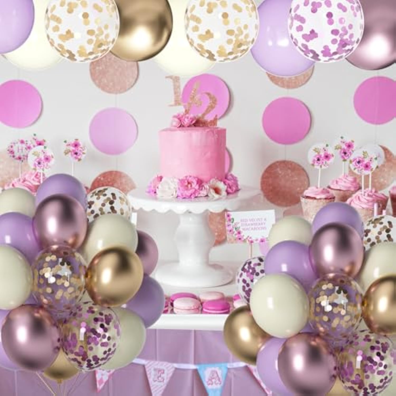 Purple & Gold Balloons - 60Pcs 12Inch Metallic Lavender & Champagne Balloons With Confetti For Graduation, Wedding, Birthday & Anniversary Celebrations