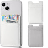 2-Pack Leather Phone Wallet, Adhesive Card Holder for iPhone & Android - White, Grey
