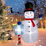 8 Foot Christmas Inflatable Snowman With North Pole Sign Led Lights Decoration?Giant Christmas White Snowmen & Street Si