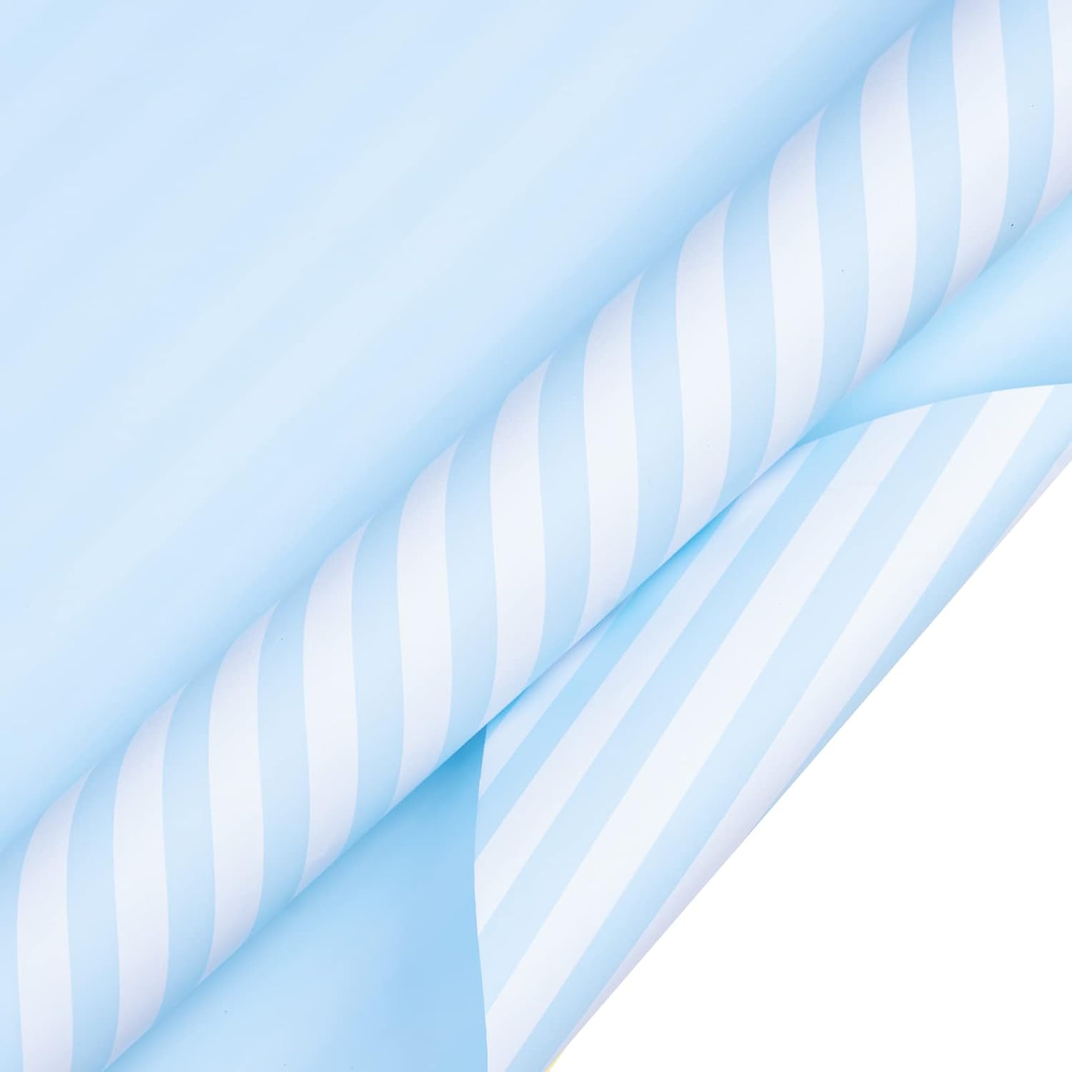 30 Inch Reversible Baby Blue Wrapping Paper - Baby Blue And Stripes Wrapping Paper For Birthday, Holiday, Wedding, Baby Shower - 30 Inch X 33 Feet