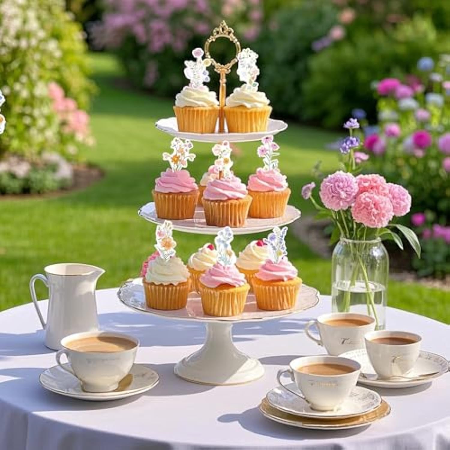 Wildflower Baby In Bloom Baby Shower Decorations - 36Pcs Wildflower Cupcake Toppers Birthday Party Decorations, Floral Flower Cupcake Toppers Cake Decorations Baby Shower Decor