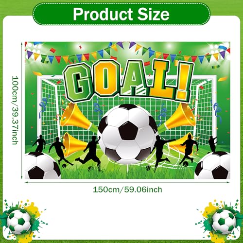 22 PCS Soccer Party Decorations, Includes Banner, Backdrop, Latex Balloons, Cupcake Toppers, Honeycomb Centerpieces, for Soccer Themed Party Decorations Supplies