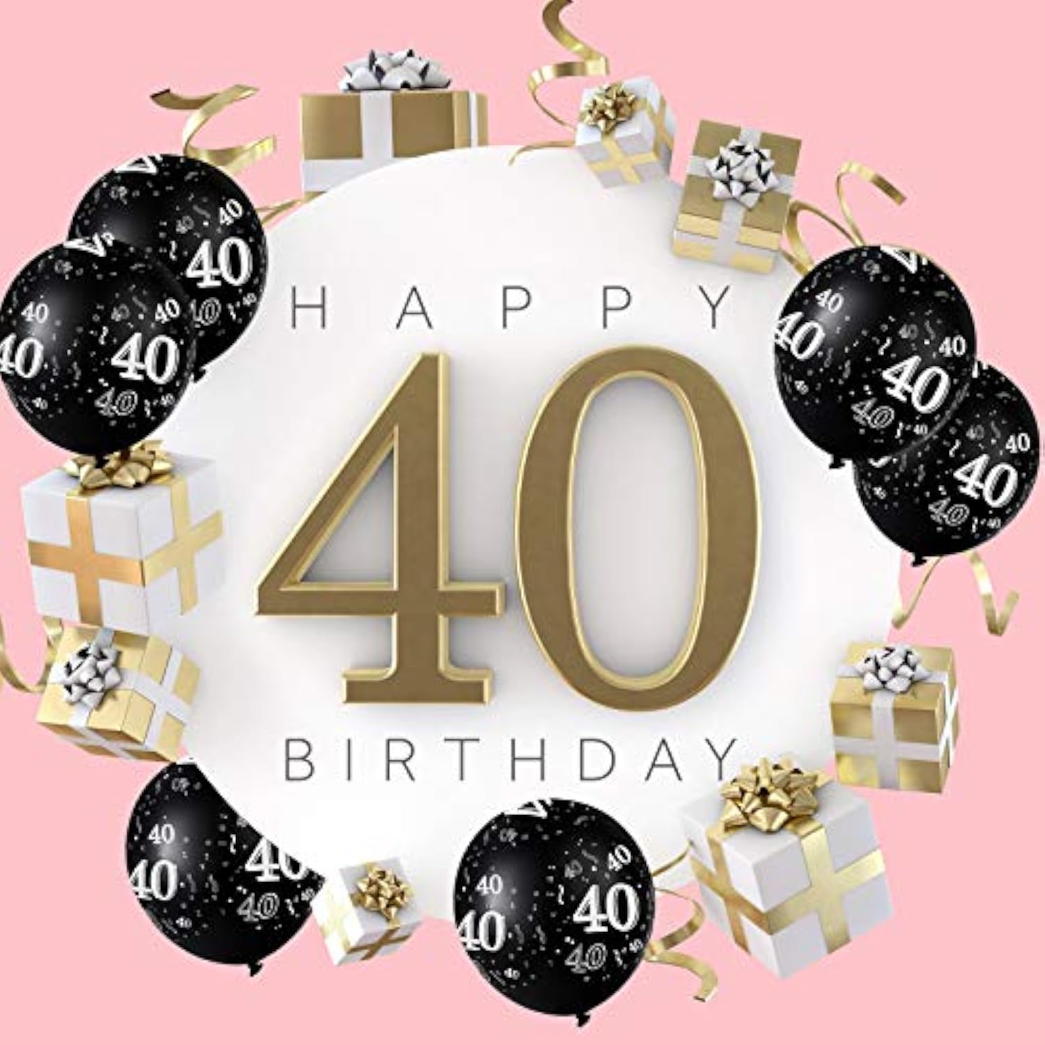 36 Pieces 40Th 50Th 60Th 70Th Birthday Party Latex Balloons Black Numb