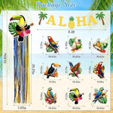 10Pcs Hawaiian Luau Party Decorations - Tropical Birds Hanging Decor With Aloha Banner For Hawaii Summer Outdoor Door Sign Birthday Supplies