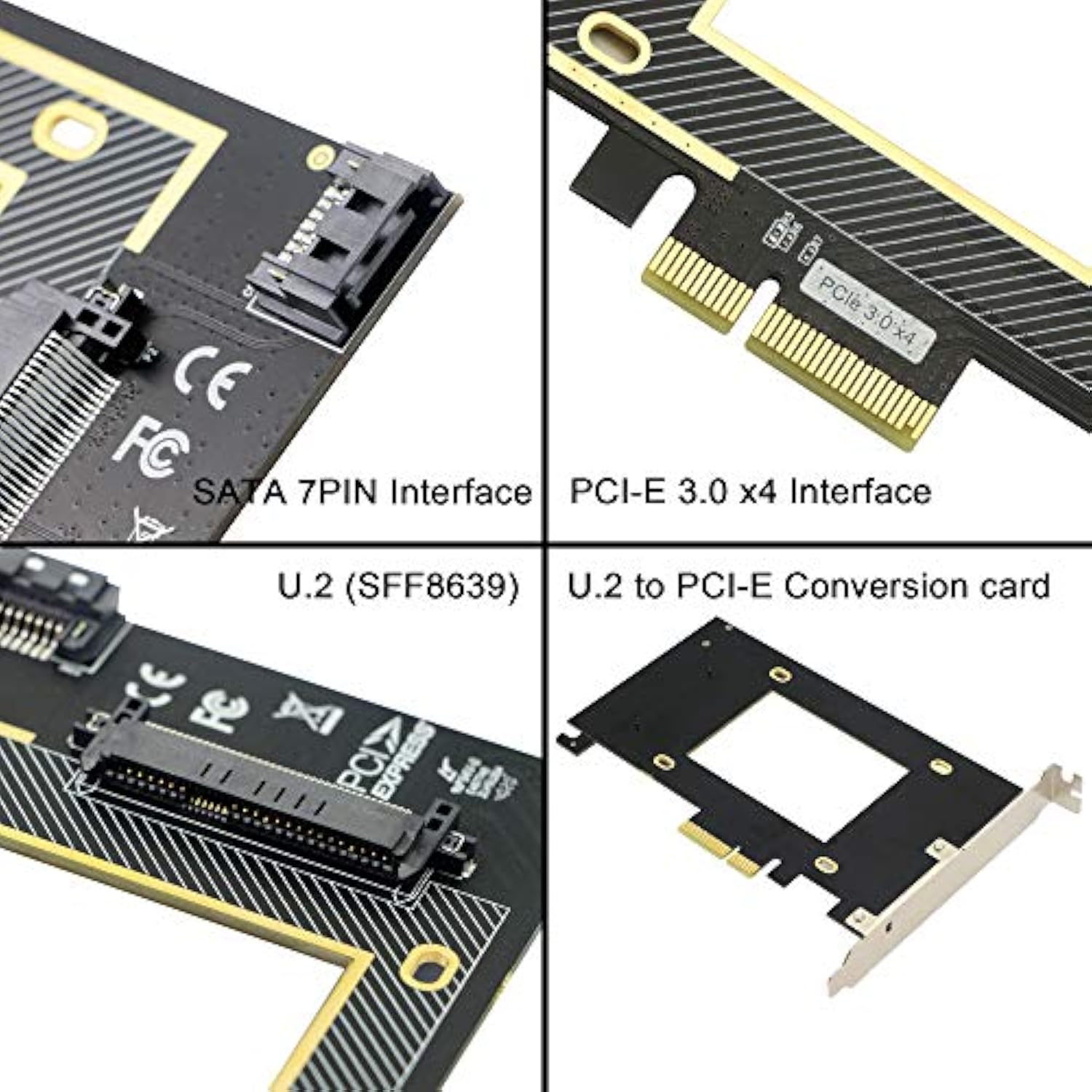 U.2 To Pcie Expansion Card,Sff 8639 To Pcie 3.0 X4 Riser Card,Pci-E 3.0 X4 Sat
