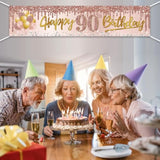 Pink Rose Gold 90th Birthday Banner for Indoor/Outdoor Decor
