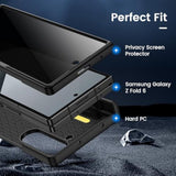 For Galaxy-Z-Fold-6 Case, Z Fold 6 Case With Built-In Privacy Screen Protector & Hinge Protection, Support Wireless Charging Slim Pu Leather Case For Samsung Galaxy Z Fold 6 5G - Carbon Fiber