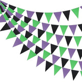 3 Pack Purple Black Green Glitter Halloween Pennant Banner Triangle Flag Party Decorations
