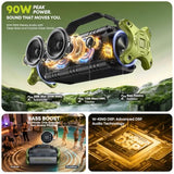 Portable Speakers Bluetooth Wireless, 90W Max Loud Outdoor Speaker with 50W Deep Bass, Boombox Sound, IPX6 Waterproof, 40H, EQ, Dual Pairing,