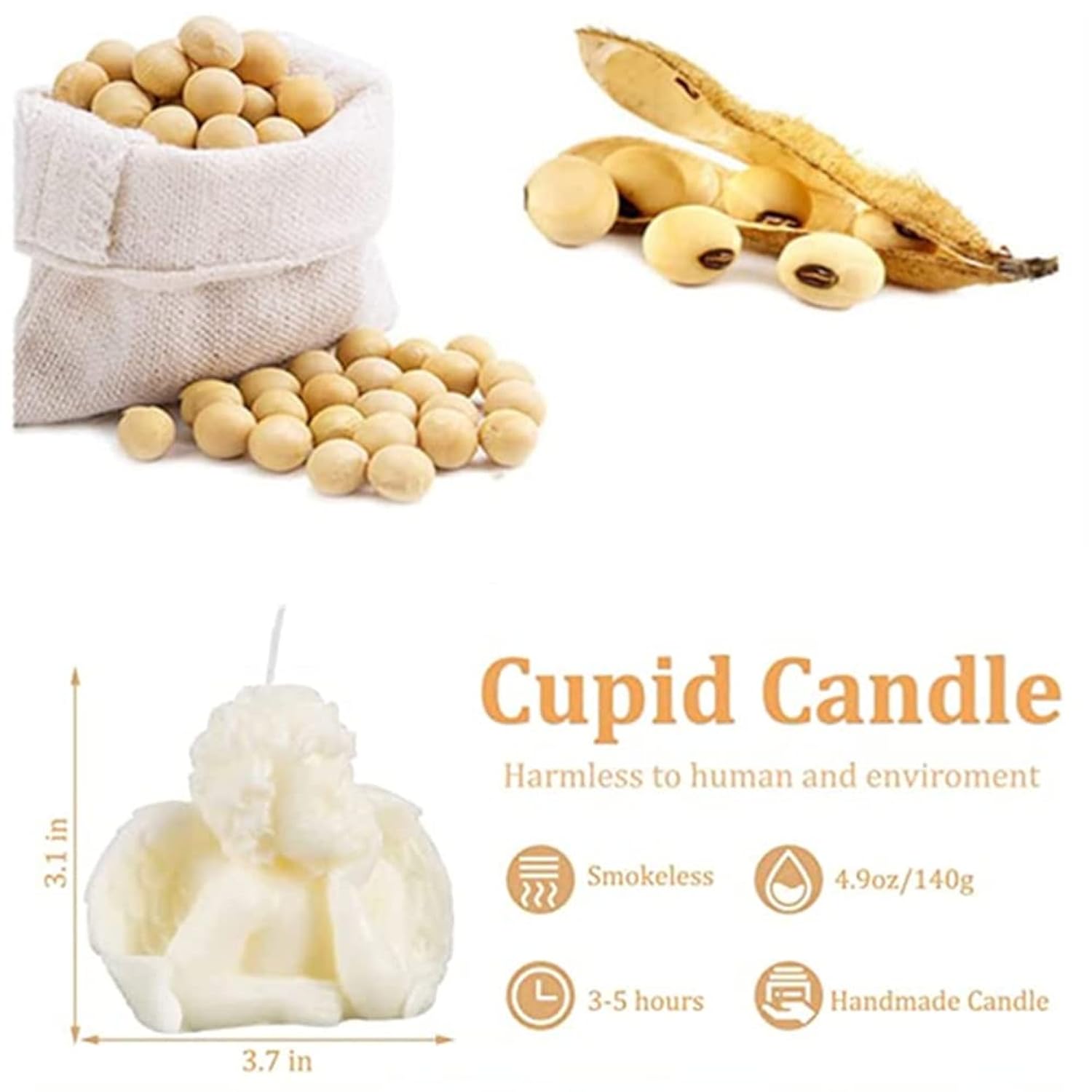 Angel 2 Pack Soy Scented Hand Carved Aesthetic Candles For Home Decor (Milk White)