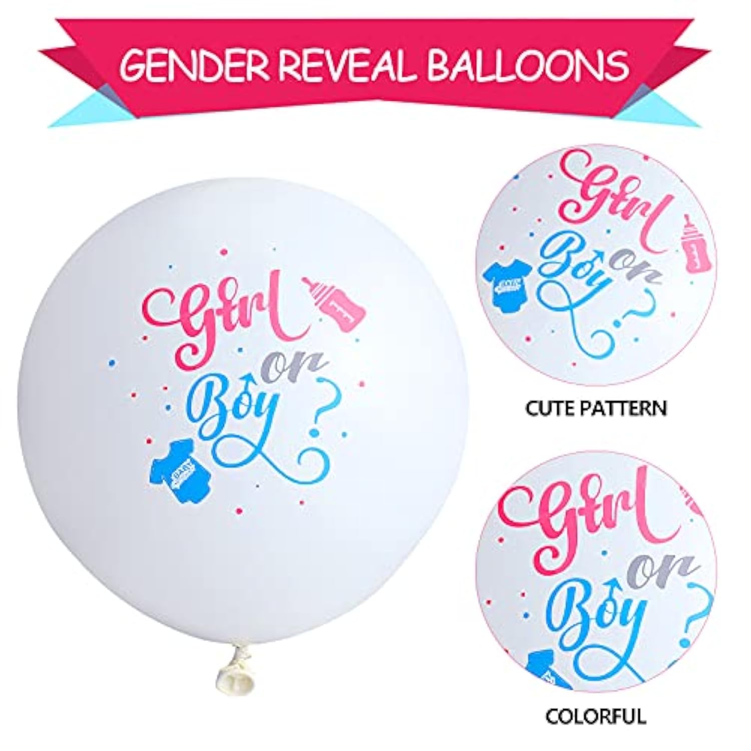 60 Pieces Gender Reveal Balloons Girl Or Boy Latex Reveal Party Balloon In White, Pink And Blue Shower Party Decorations Supplies For Baby Shower Gender Birthday
