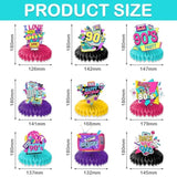 9Pcs 80S 90S Honeycomb Centerpieces Themed Birthday Party Decorations Retro Centerpiece Table Decoration Party Favors Decor Supplies Gifts For Boys Girls Men Women