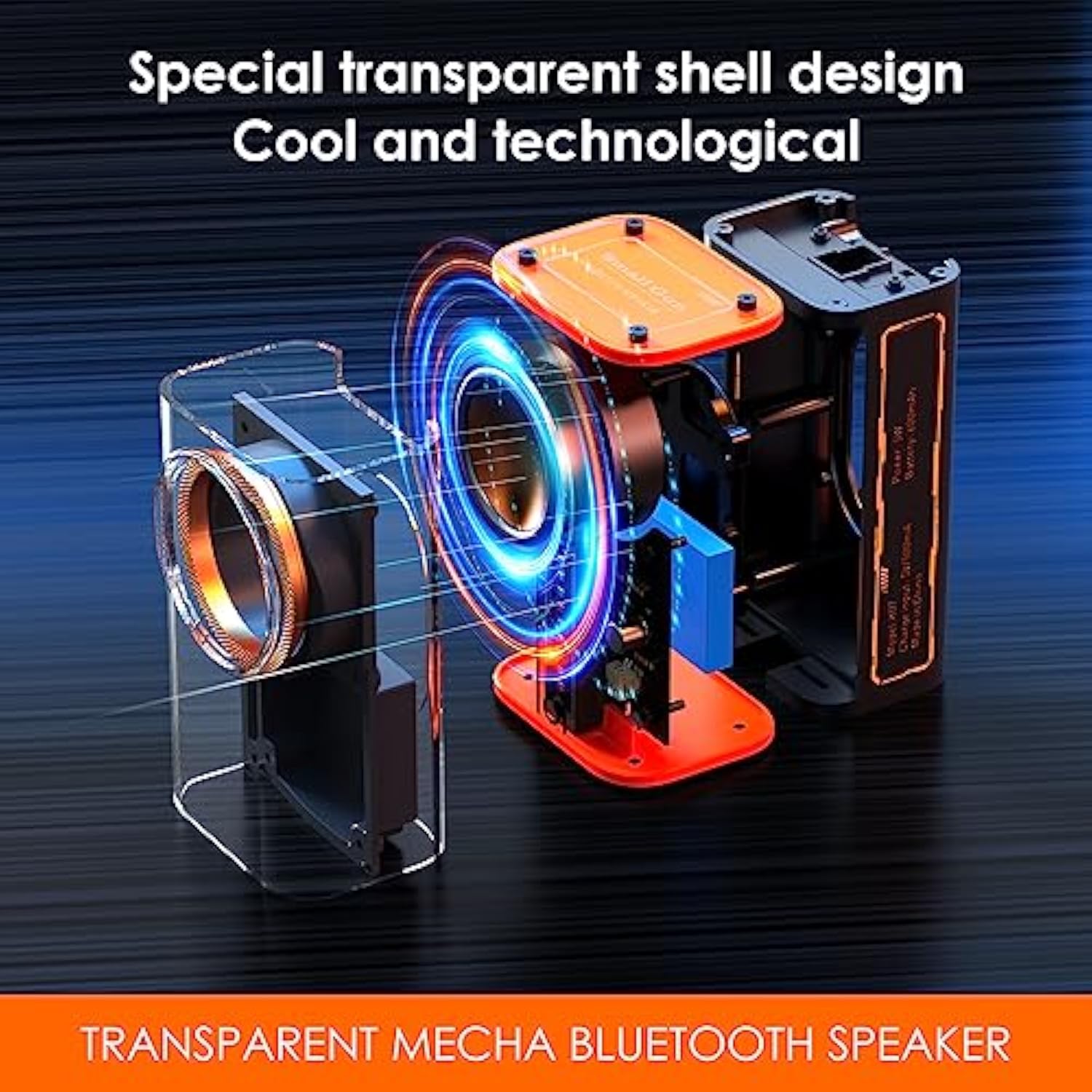 Transparent Wireless Bluetooth Speaker Portable Mini Speaker With Led Colorful Lights Stereo Sound Tws Small Speakers For Office, Party Camping, Shower, Home, Travel