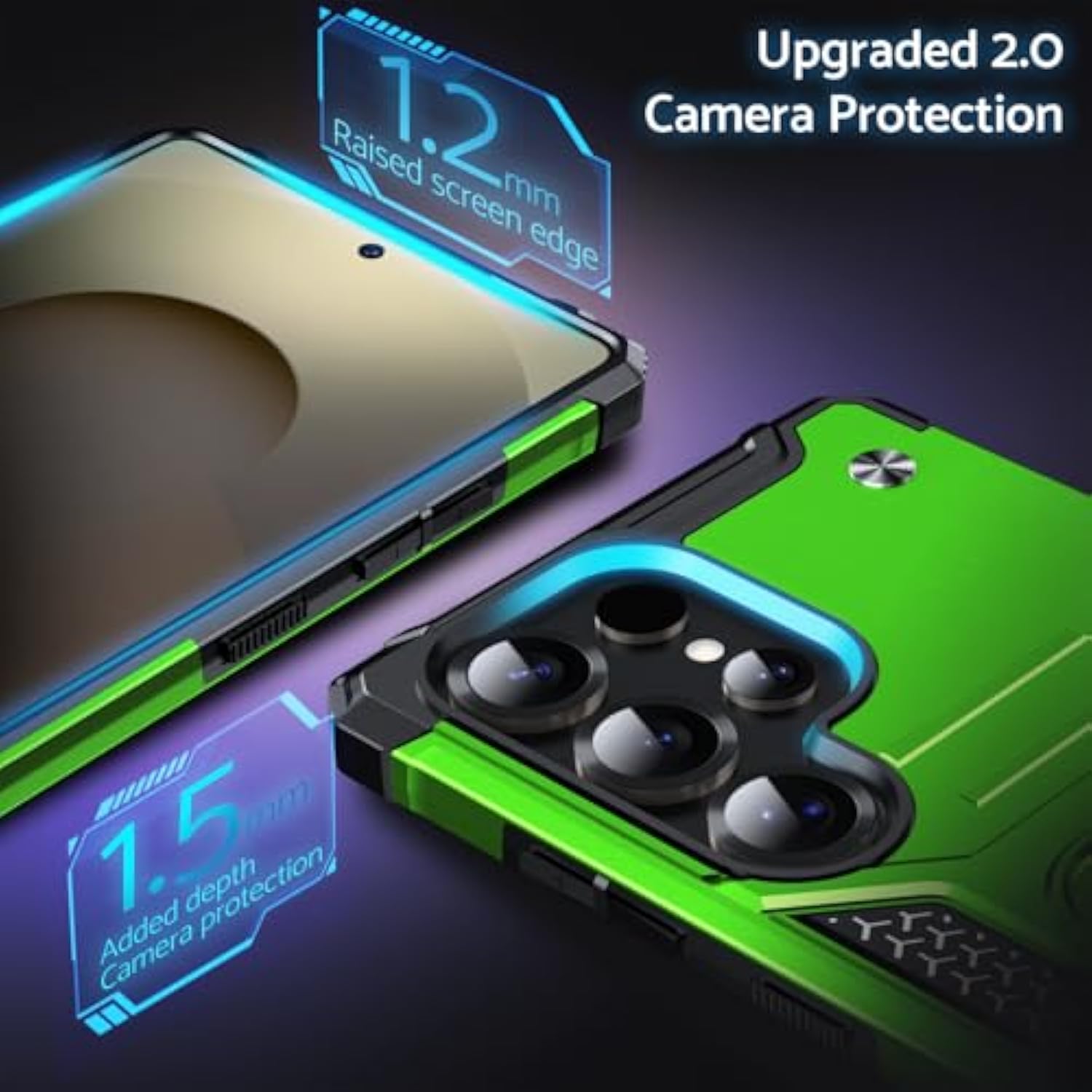 Galaxy S25 Ultra Case, Military Grade Shockproof Protective Phone Case Cover With Enhanced Metal Ring Kickstand [Support Magnet Mount] Compatible With Samsung Galaxy S25 Ultra, Grass Green