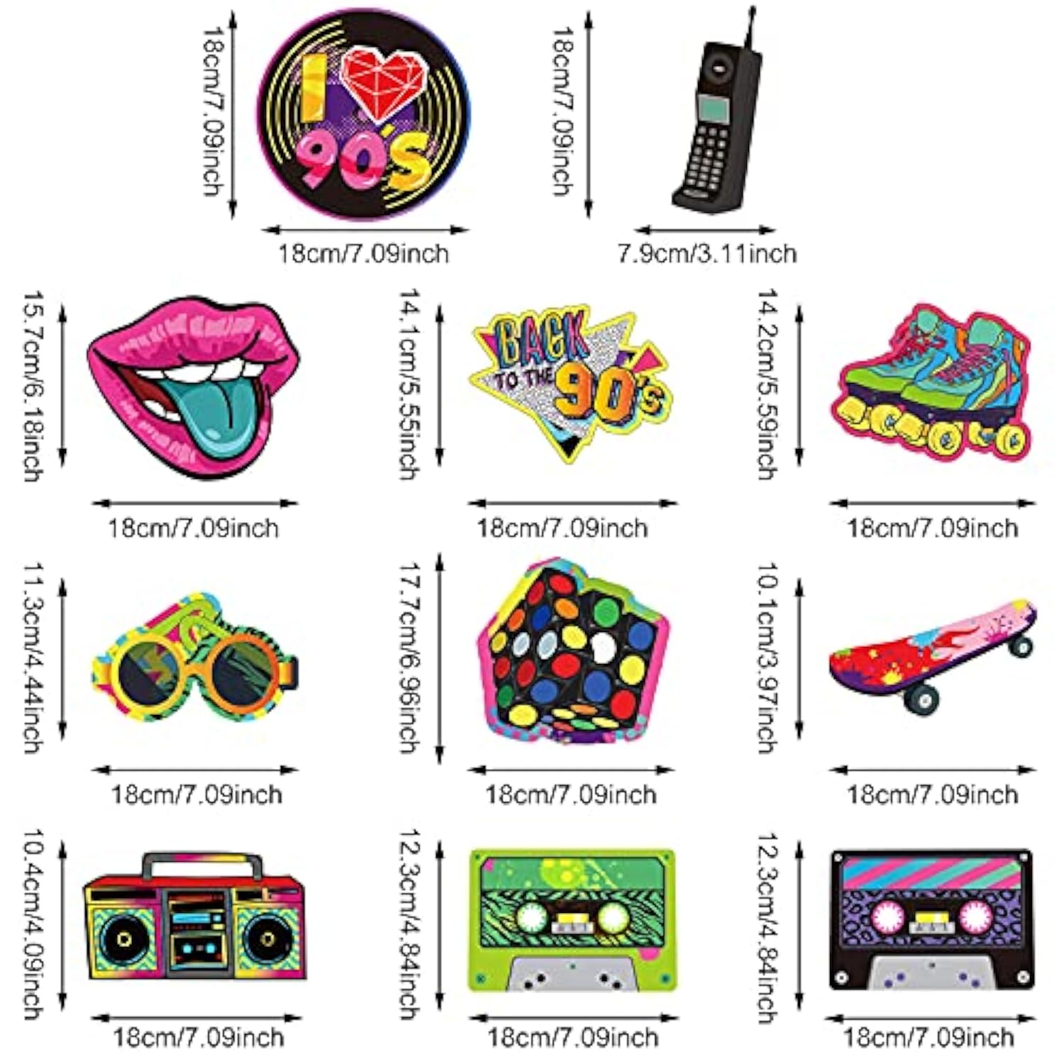 90s Party Swirl Decorations: Retro Hip Hop Birthday, 30 Piece Set