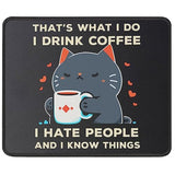 Funny I Drink Coffee I Hate People Cat Mouse Pad - Gaming 9.5 X 7.8 Inch Laptop Mouse Mat Cute Cat Dad Mom Gifts For Birthday