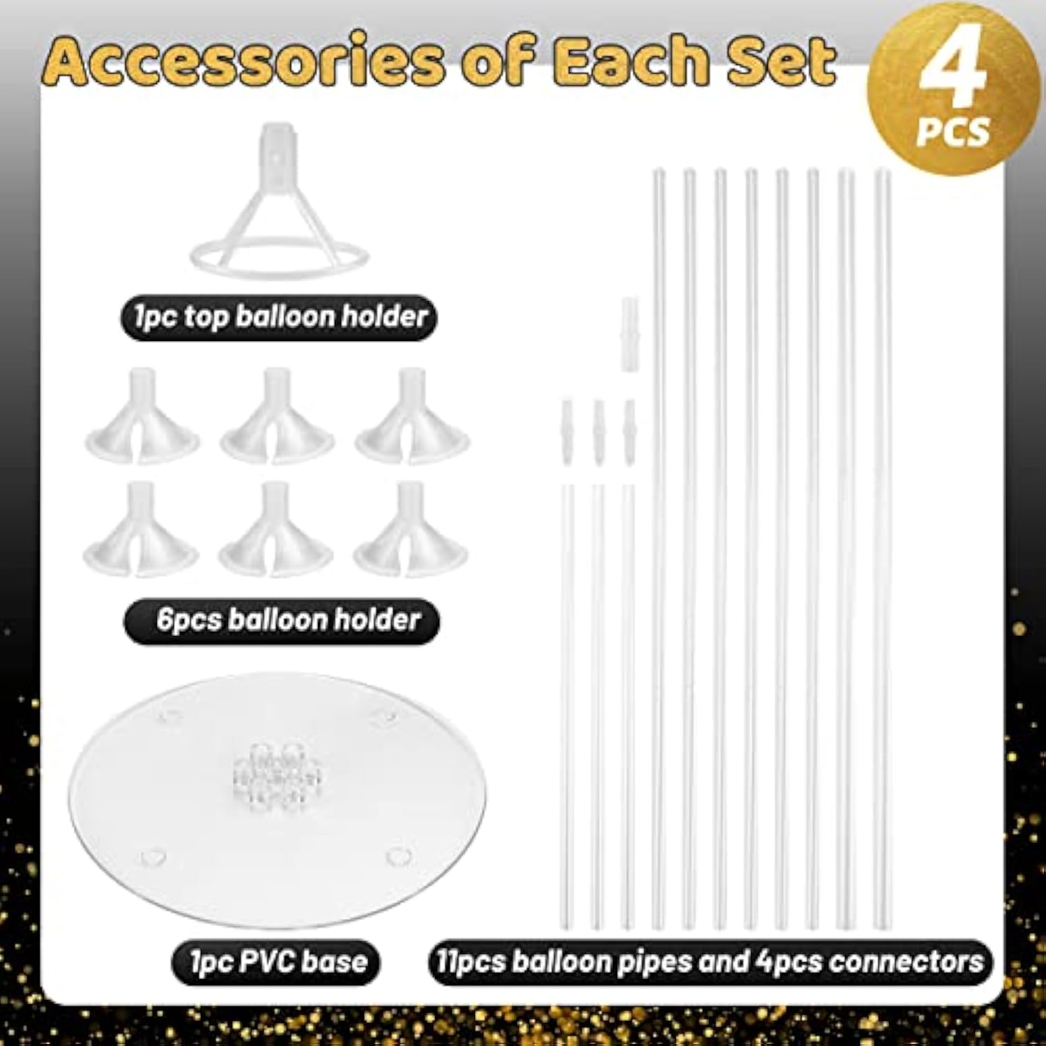 Balloon Stand Kit (4-Pack): Tabletop Party Decorations