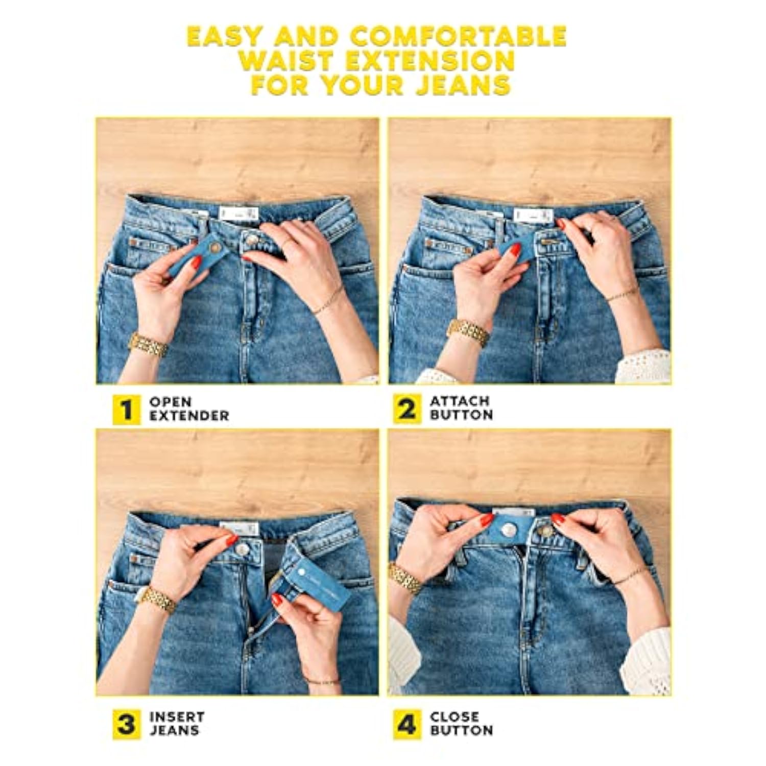 Denim Waist Extender Button For Jeans And Skirt Comfy Metal Buttons 4