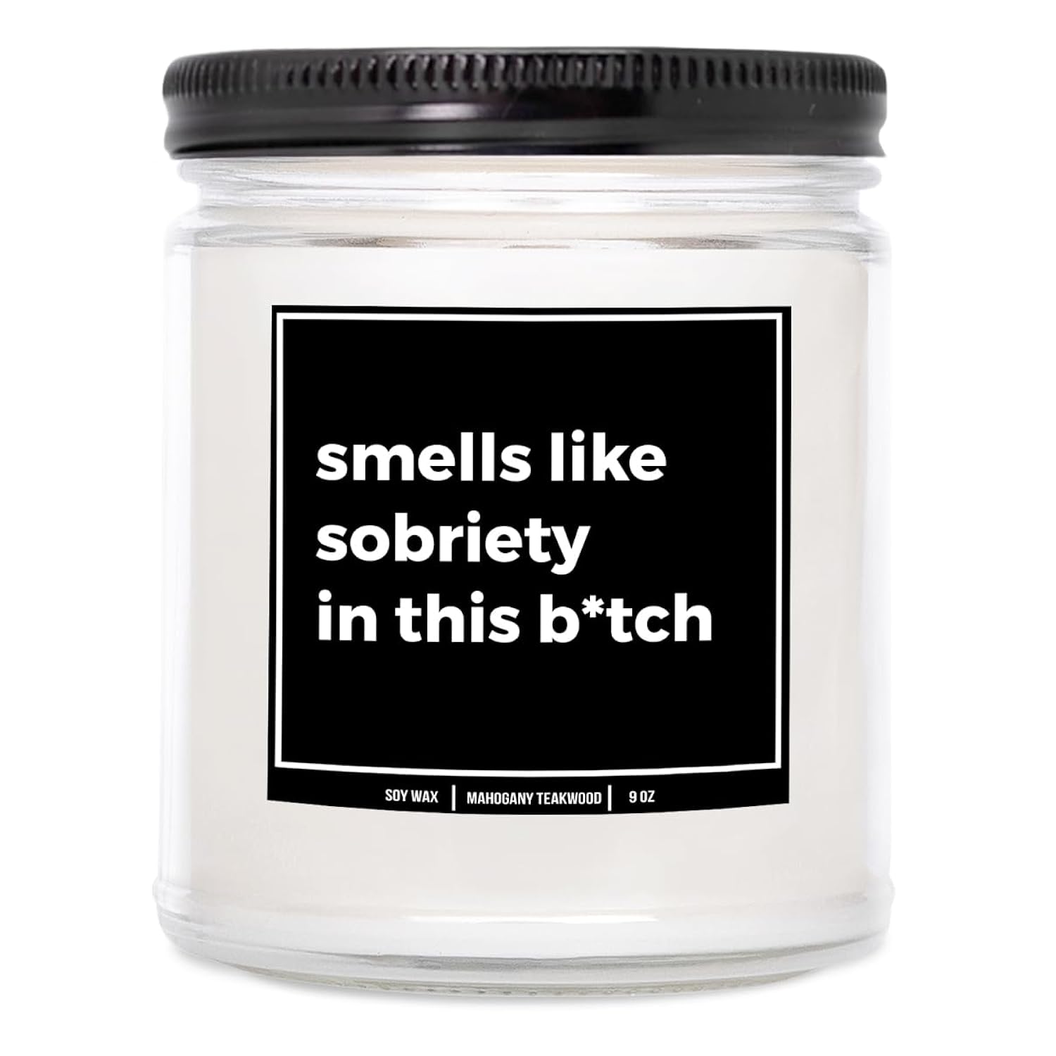 You Nique Designs Smells Like Sobriety Candle - Cool 1 Year Sober Present For Men, Women, One Year Sober Surprise For Men, Women, Sobriety Anniversary Candles, 1 Year Sobriety (Mahogany Teakwood)