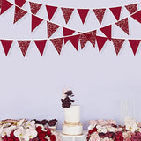 32Ft Burgundy Pennant Banner Red Wine Fabric Triangle Party Lace Flag