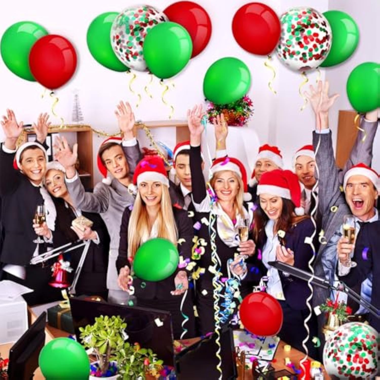 80 Piece 12 Inch Confetti Latex Balloons Event Party Supplies St Patrick'S Day 4Th July Labor Day Mardi Gras Wedding Birthday Baby Shower Balloons (Christmas Red, Christmas Green)