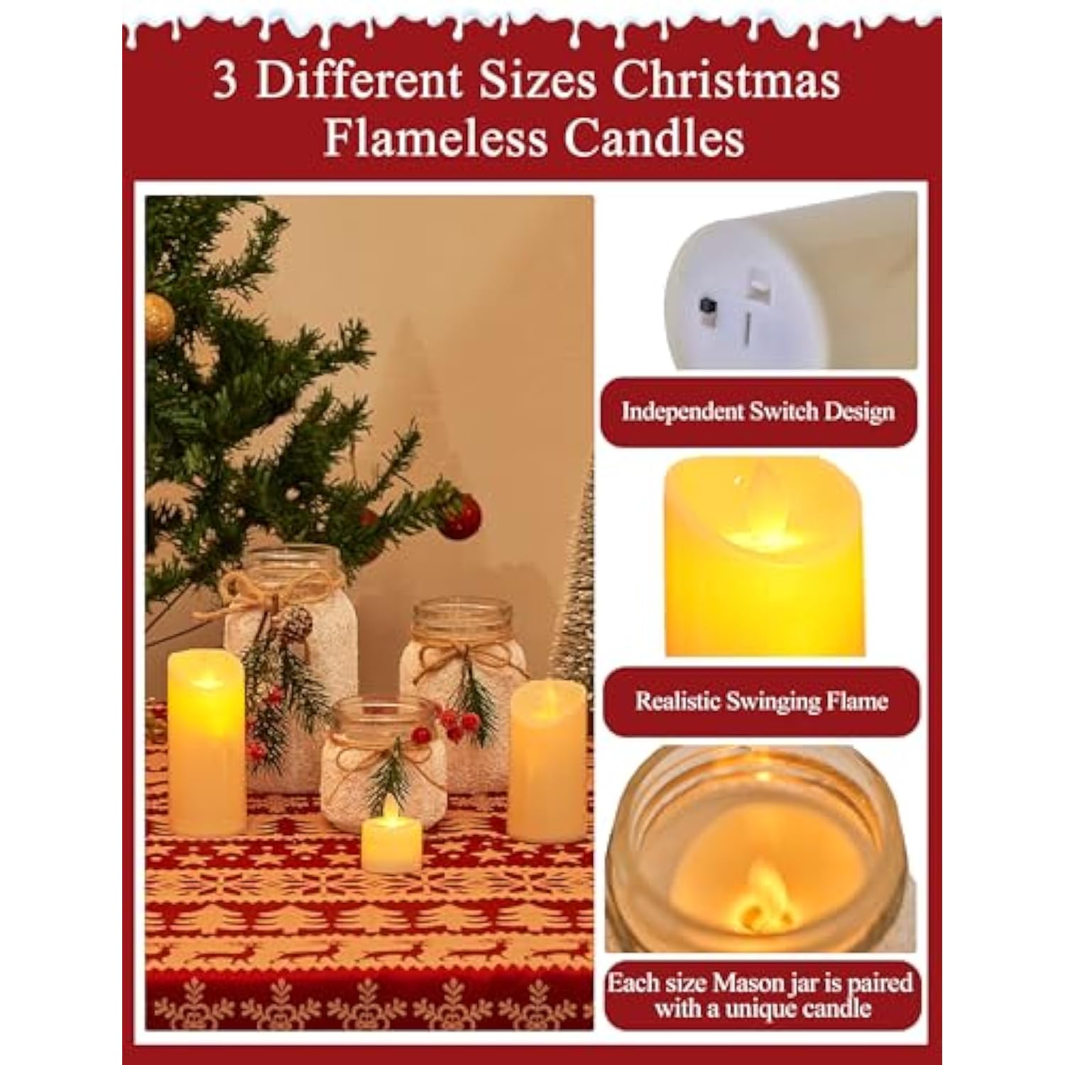 Christmas Centerpieces For Tables, Table Decor With Mason Jar, Flowers, Christmas Winter Table Decorations Centerpieces, Xmas Holiday Center Pieces For Tables, Kitchen, Room, Dining Decor