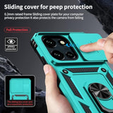 Moto G 2025 Case with Camera Lens Cover, HD Screen Protector, 10 FT Military Grade Drop Protection, Magnetic Ring Holder Kickstand Phone Case for Motorola Moto G 2025, Ice Green