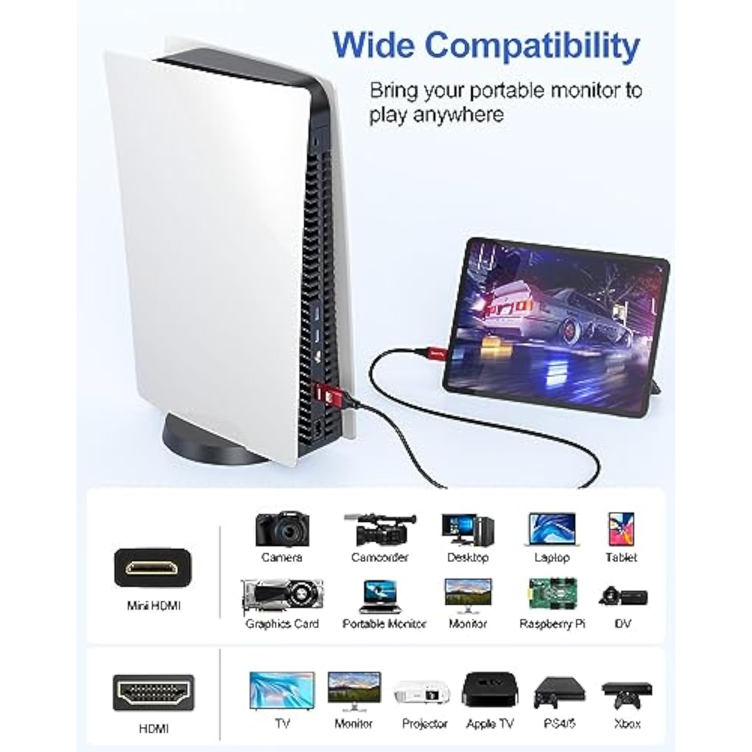 Mini Hdmi To Hdmi Cable 3Ft, 4K Hdmi To Mini Hdmi 18Gbps High Speed Mini Hdmi