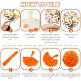 Black Orange Party Decorations Balloon Garland Paper Pompoms for Halloween Decor