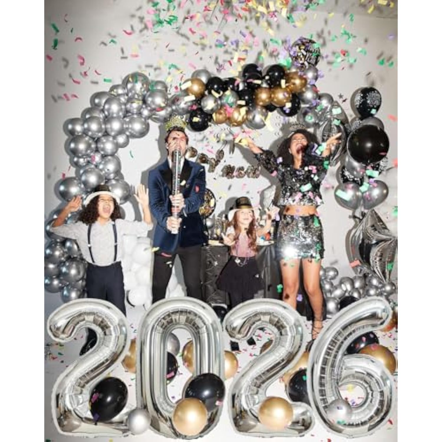 40-Inch Silver Number 2026 Foil Balloons for New Year Party Decor