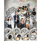 40-Inch Silver Number 2026 Foil Balloons for New Year Party Decor