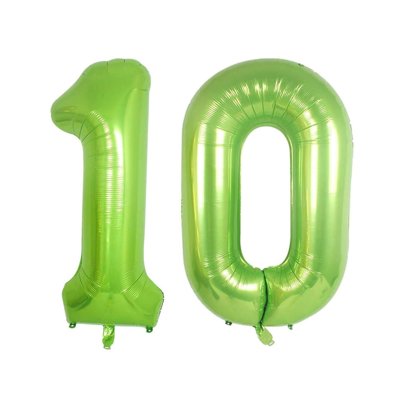 Green Foil 40 In 10 Helium Jumbo Number Balloons, 10Th Birthday Decora