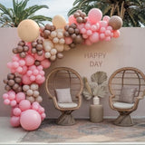 Dusty Pink Balloon Arch,Boho Balloon Garland With Blush Pink And Brown Rose Gold White Sand Balloons For Girl Baby Shower Bridal Valentines Day Wedding Birthday Party Decorations