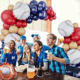Baseball Balloons Arch Garland Kit-Baseball Glove Balloon Blue Red Nude Balloon 125Pcs For Boy Birthday,Sport Theme,Gender Reveal,Graduation,Baby Shower Party Decorations.