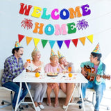 Welcome Home Decorations - Colorful Glitter Paper Welcome Home Banner, Colorful Glittery Pennant Bunting Flag, Housewarming, Homecoming & Military Return Party Decorations