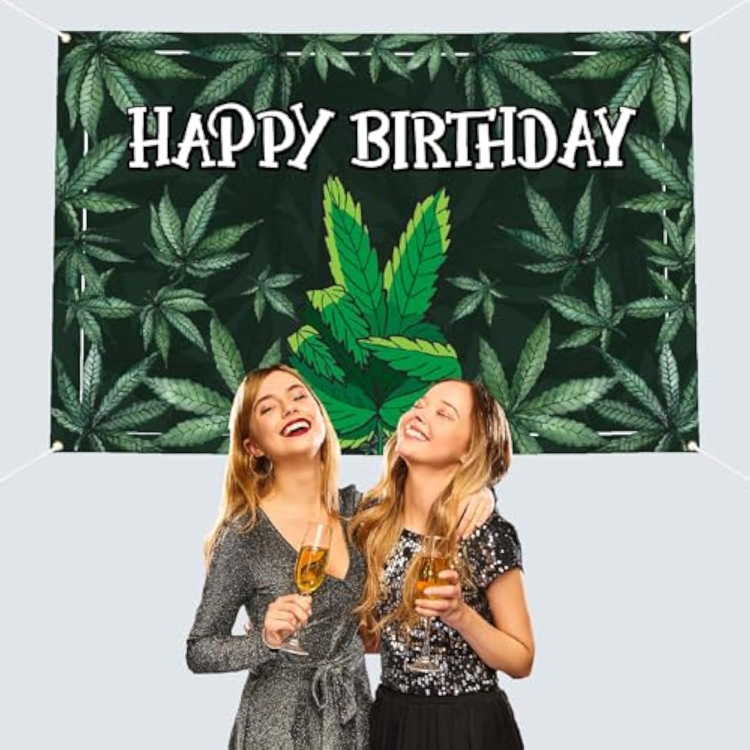 70.9x47.2" Green Leaves Happy Birthday Backdrop Banner Jungle Theme Photo Prop Decor