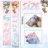 Baby Bear Gender Reveal Decorations - Boy Or Girl Porch Sign Banner, Pink Blue Balloon Baby Shower Door Hanging Banner For Party Supplies