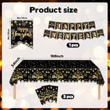 Happy New Year Decorations, 3 Pack New Years Eve Party Supplies Disposable Plastic Table Covers 54 X108 Inch And New Year Banner For 2026 New Years Eve Party Decorations
